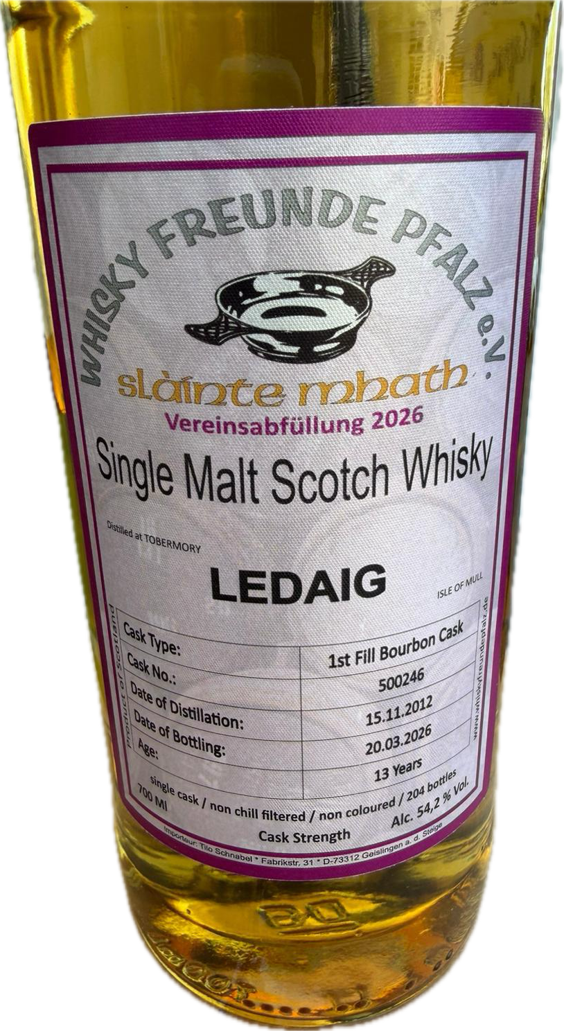 Vereinsabfüllung 2026 - Ledaig - Single Malt Scotch Whisky - 13 Jahre - 1st Fill Bourbon Cask
